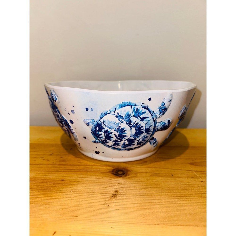 Sigrid Olsen BLUE OCEAN SEA LIFE TURTLES MELAMINE LARGE SERVING BOWL 9 1/2"